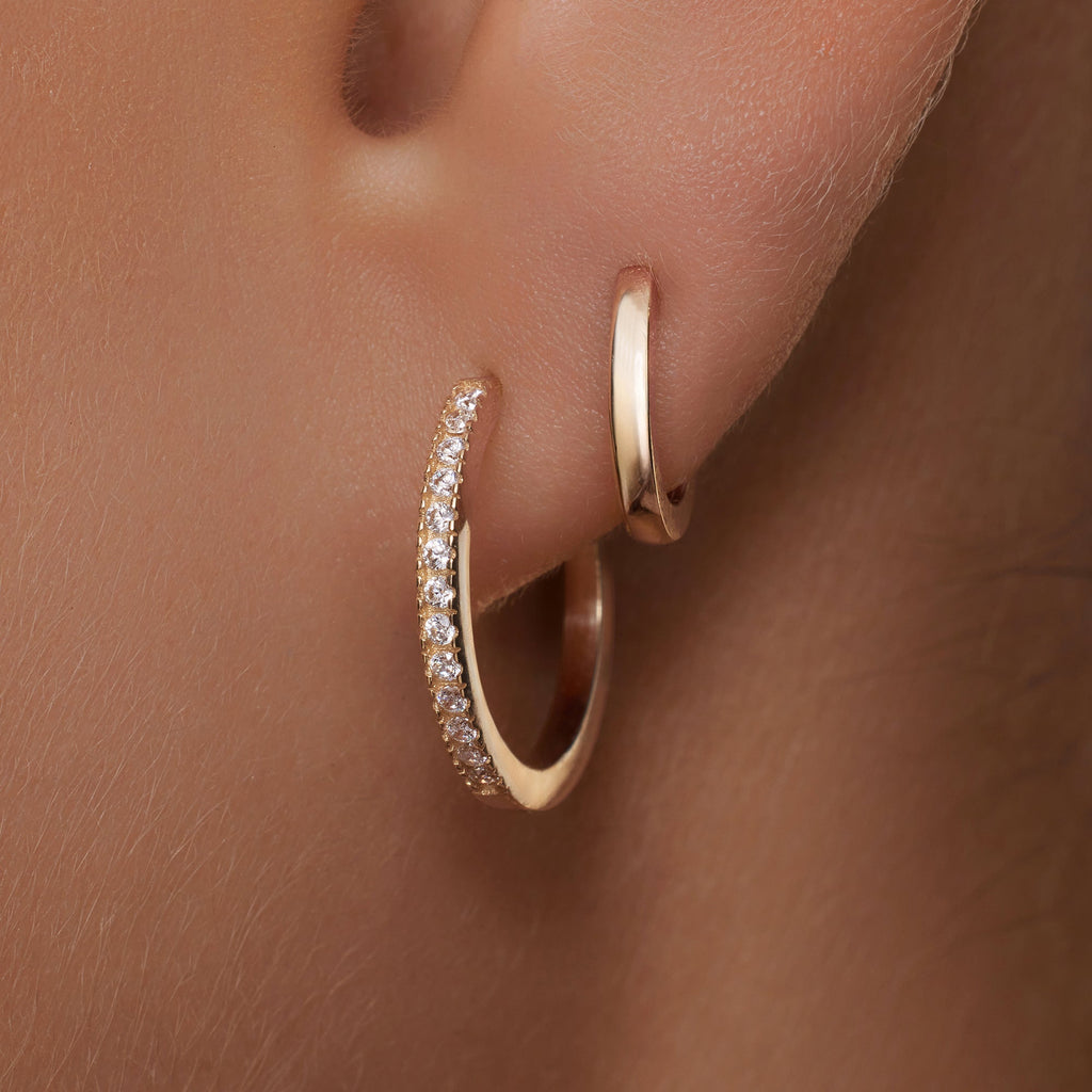 Pavé Cubic Zirconia Kleine Oorringen (15 mm)