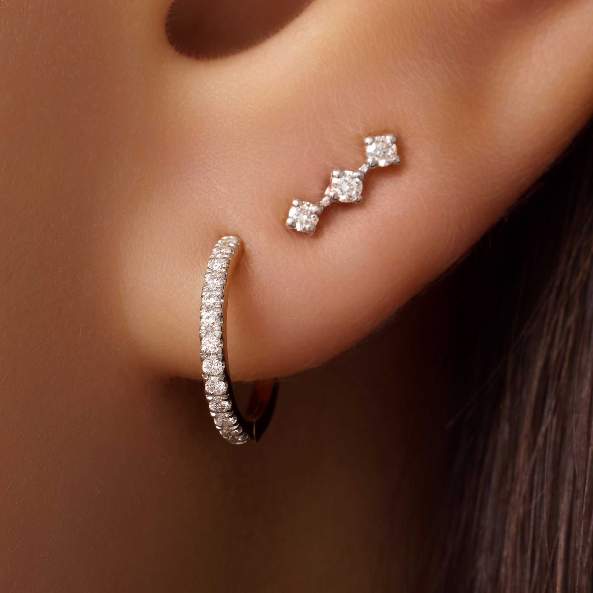 Pavé Diamant Huggie Oorringen (12 mm)