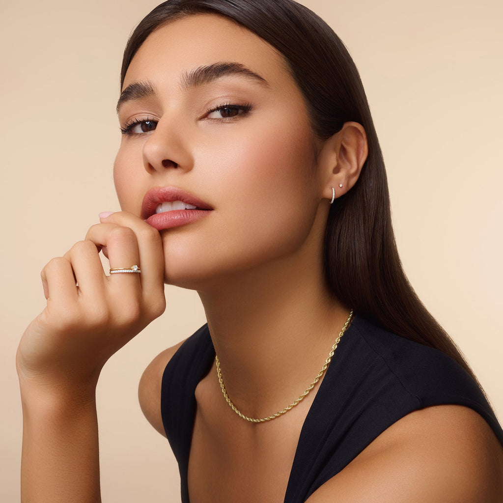 Pavé Diamant Huggie Oorringen (12 mm)