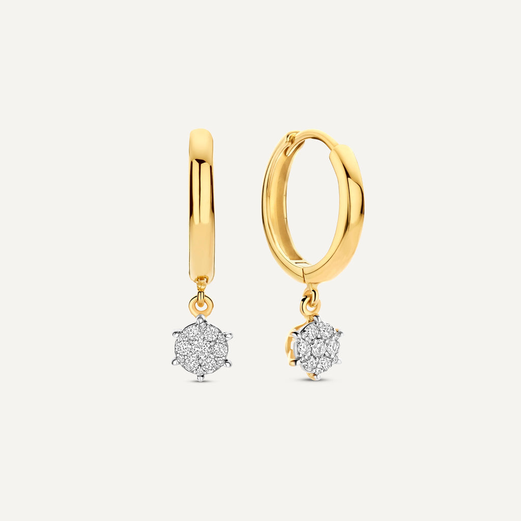 Zes-Poot Diamant Cluster Charm Oorringen