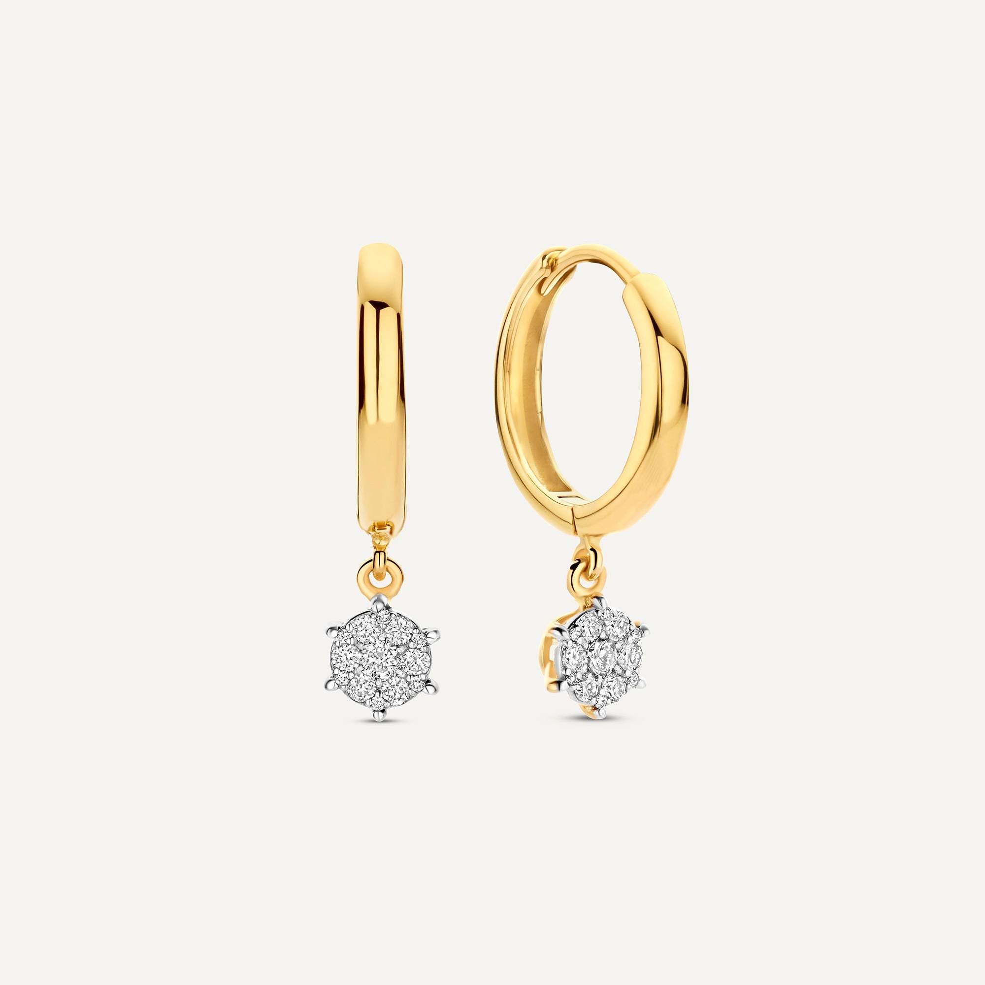 Zes-Poot Diamant Cluster Charm Oorringen