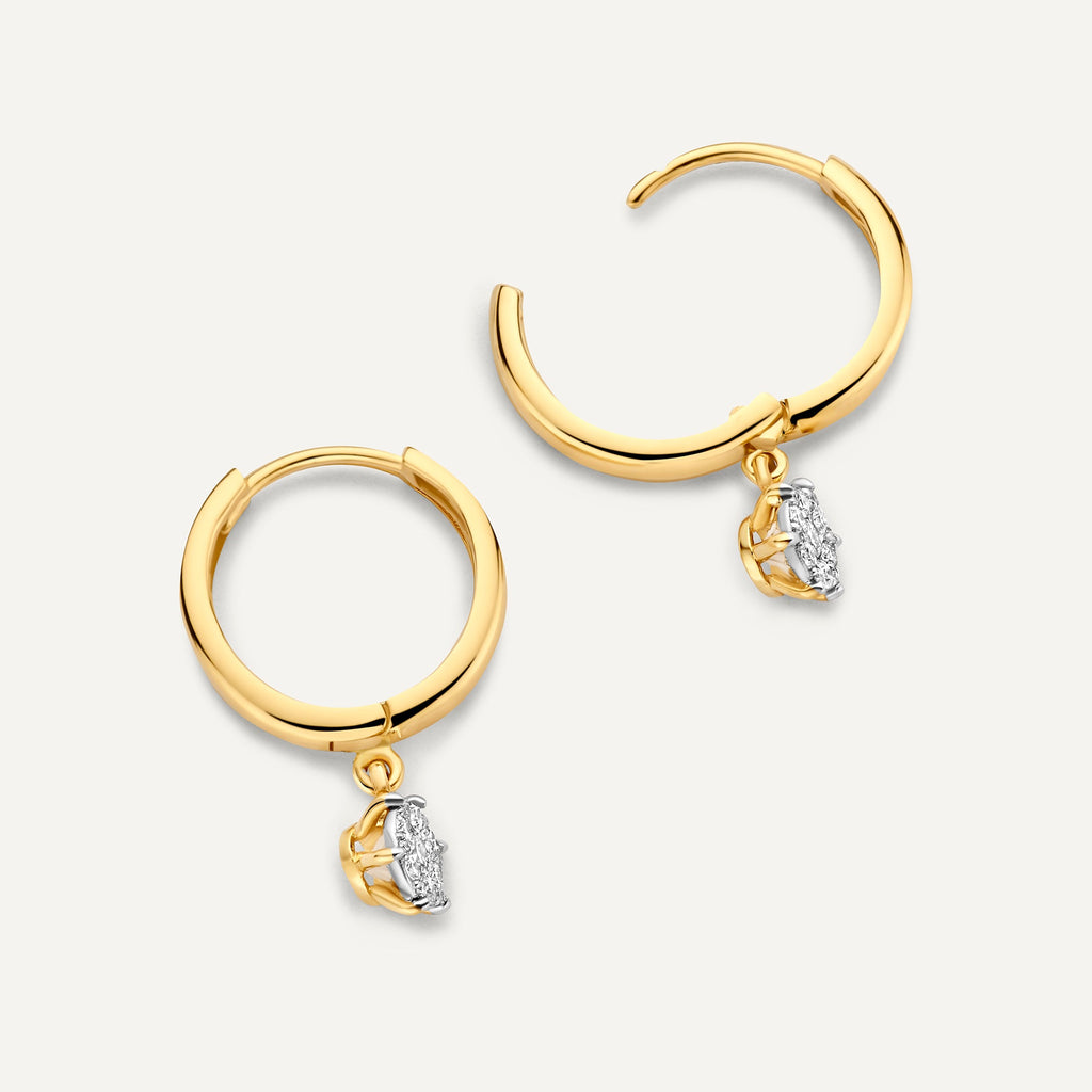 Zes-Poot Diamant Cluster Charm Oorringen