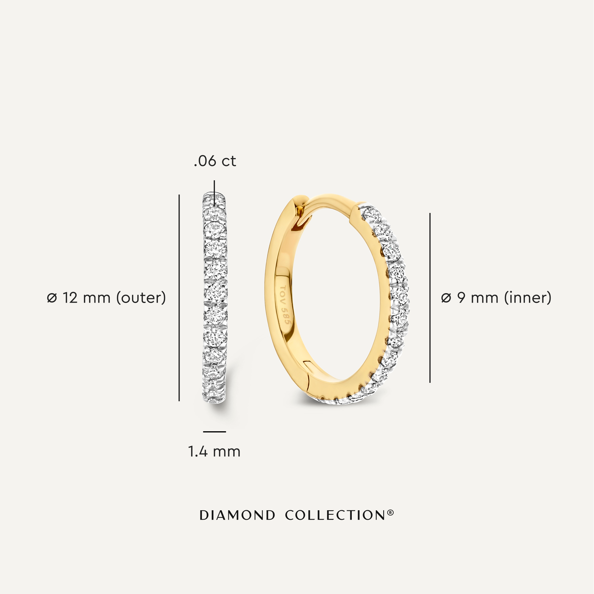 Pavé Diamant Huggie Oorringen (12 mm)