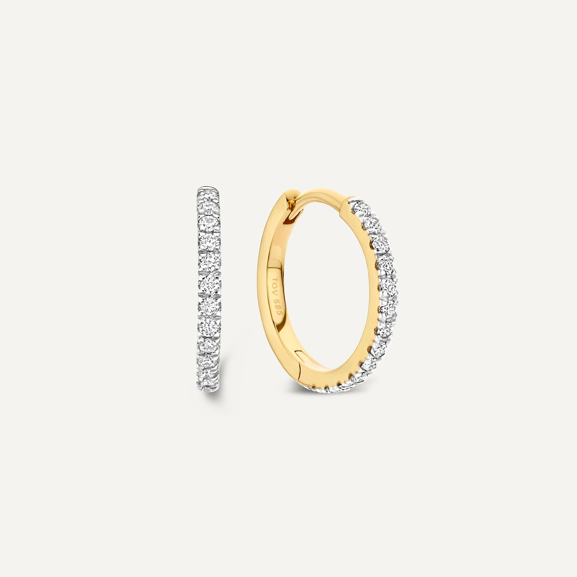 Pavé Diamant Huggie Oorringen (12 mm)