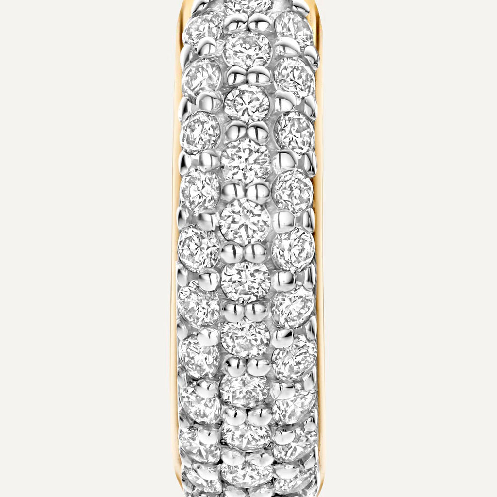 Pavé Diamant Gebogen Huggie Oorringen (12 mm)