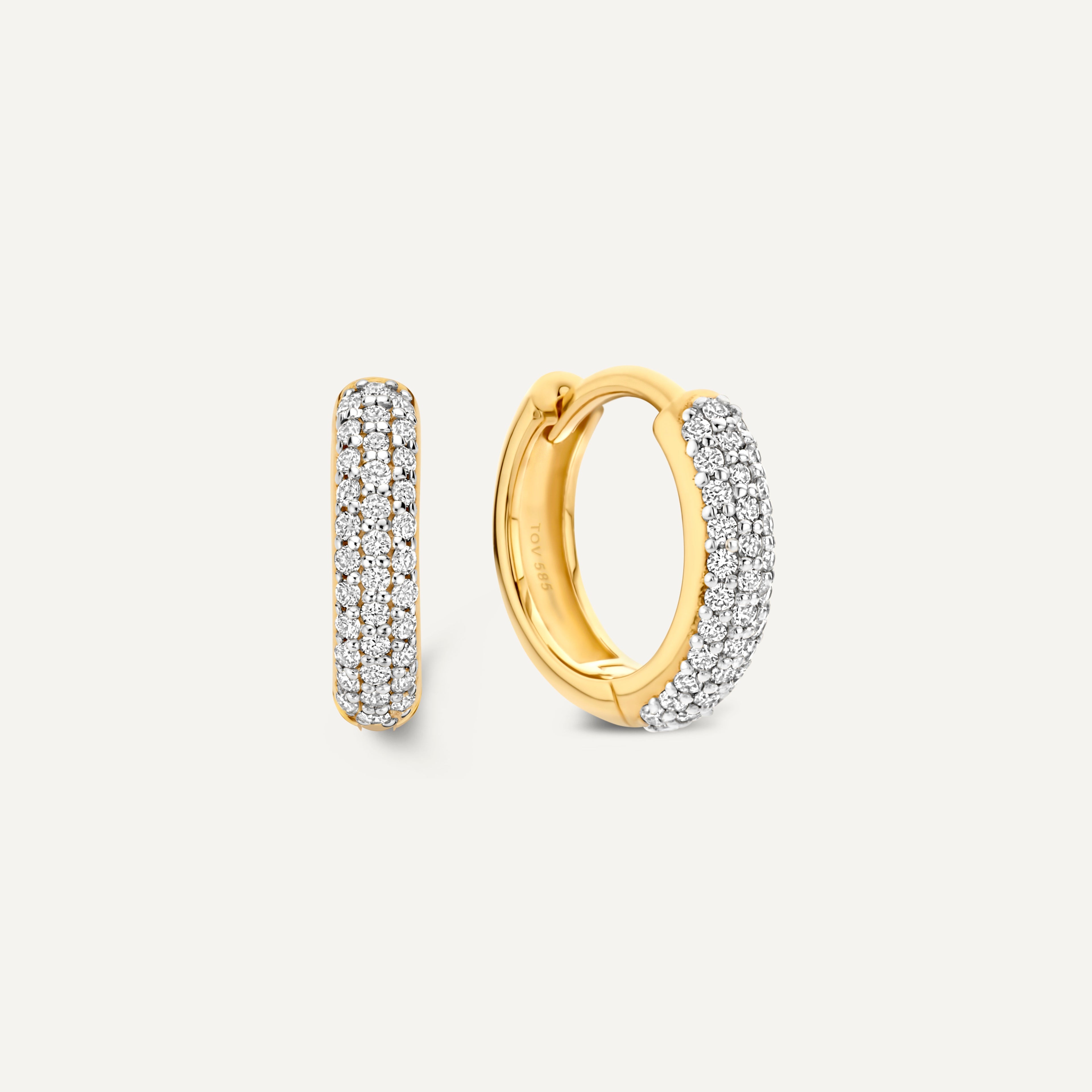 Pavé Diamant Gebogen Huggie Oorringen (12 mm)