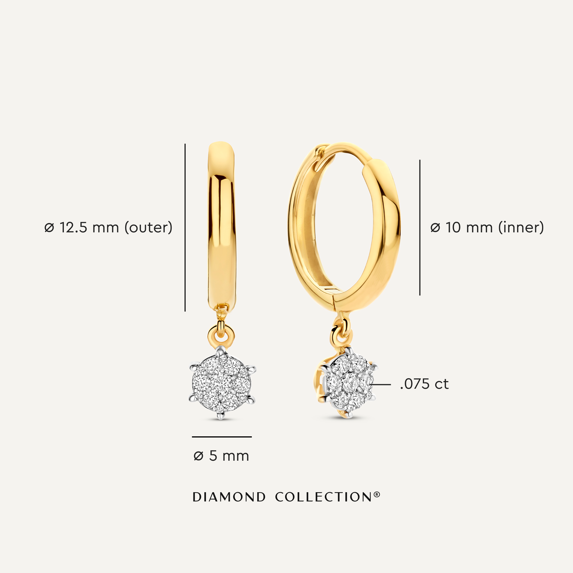 Zes-Poot Diamant Cluster Charm Oorringen